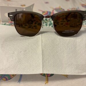 wild fable Brown Lens Clubmaster Sunglasses with Dark Gray Frames